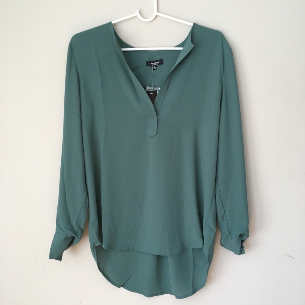Teal long sleeve blouse